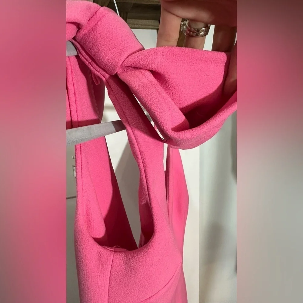 NWT Rebecca Vallance Love One Bow Shoulder Dress Pink 4